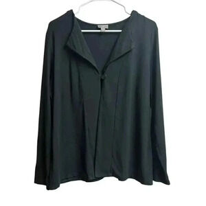 J.Jill Wearever Collection Jacket Blazer Black Stretch Large One Button